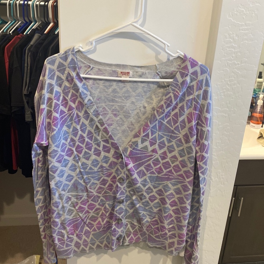 Women’s colorful geometric design cardigan (target) size L
